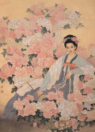 赵国经 王美芳 倚春 立轴 110.5×79cm